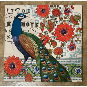 Set of 2 Wall Canvas Art Home Decor “Vintage Peacock II"